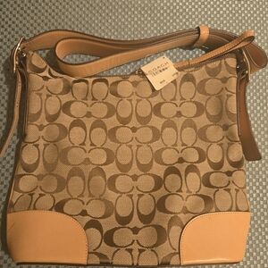 Coach Signature Shoulder Bag in Brown and Tan